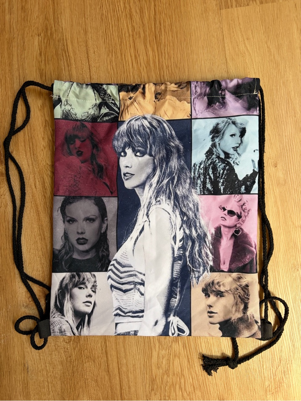 Taylor Swift Drawstring Backpack Bag Small Multicolor Eras Nylon